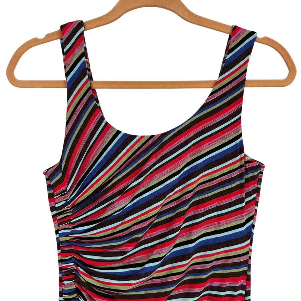 BAILEY 44 Anthropologie Rainbow Striped Luca Ruched Jersey Midi Maxi Dress Small - Picture 4 of 11